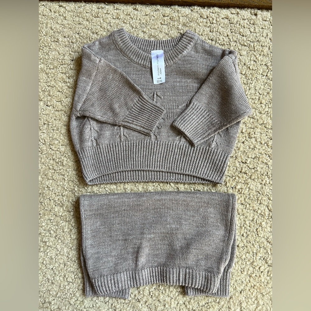 Cozy Tan Sweater Set for baby girl 0-3 months
